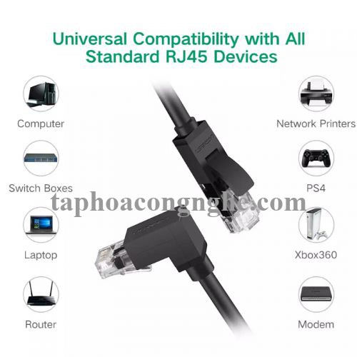 Ugreen 30835 3M màu Đen Cáp mạng CAT6 UTP 90 độ NW115 30030835